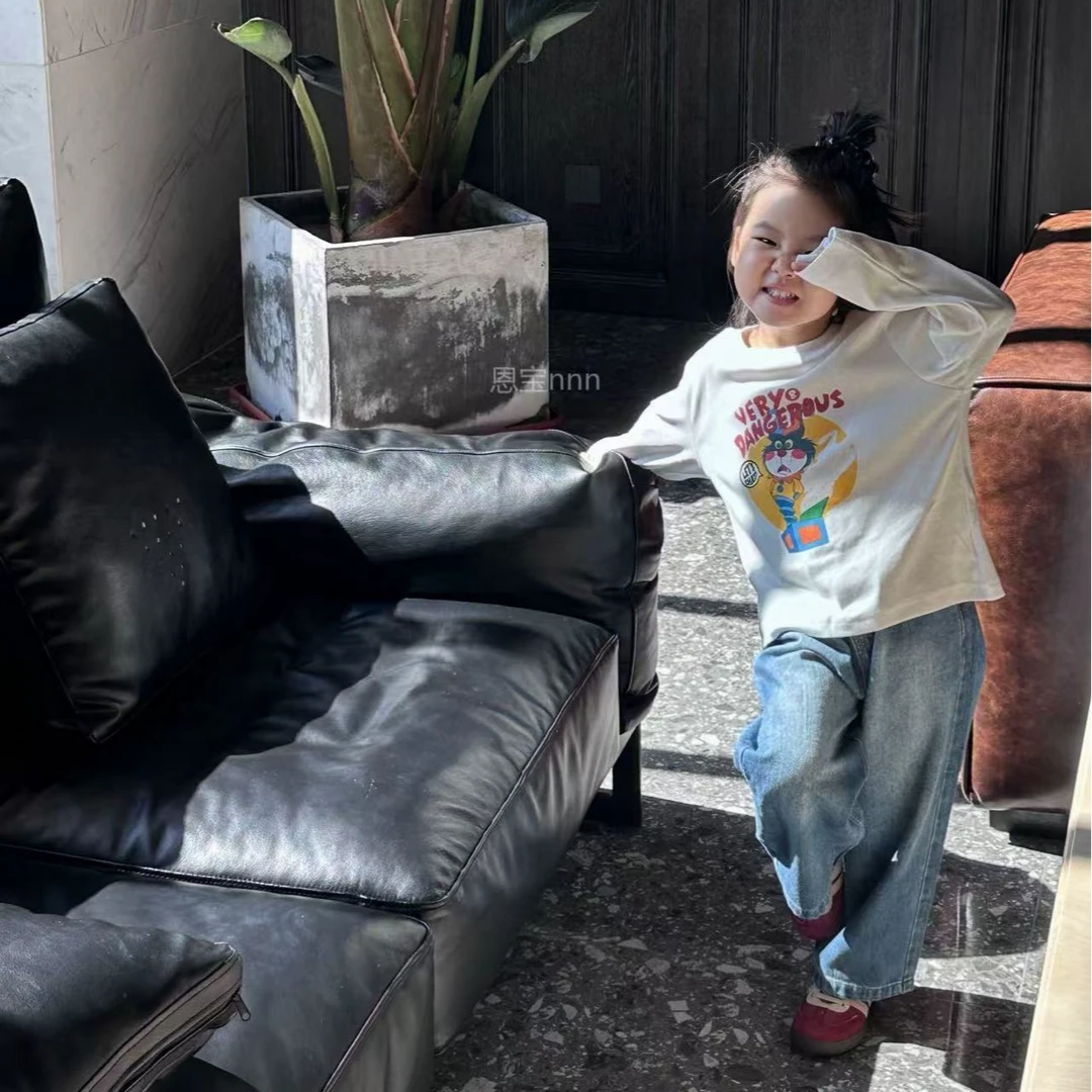 壹妈童装女童时髦套装2025早秋新款洋气女宝休闲百搭印花长袖长裤