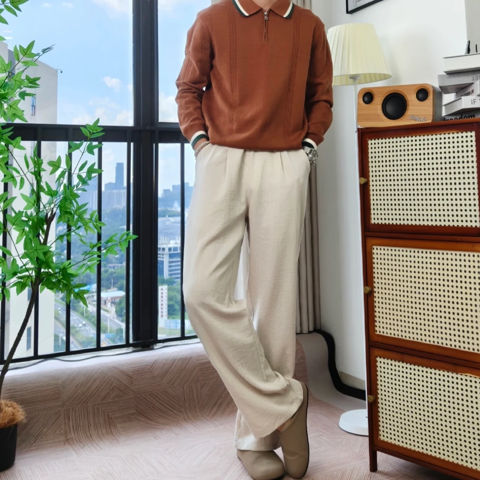 松弛男夏季薄款冰丝裤子2025新款夏天男装休闲长裤直筒宽松男裤