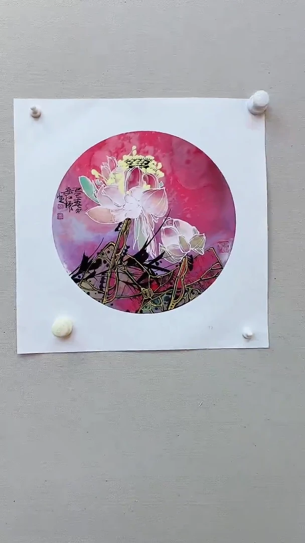 国画岳红强-泼彩-1平尺-手绘-纸本-国画