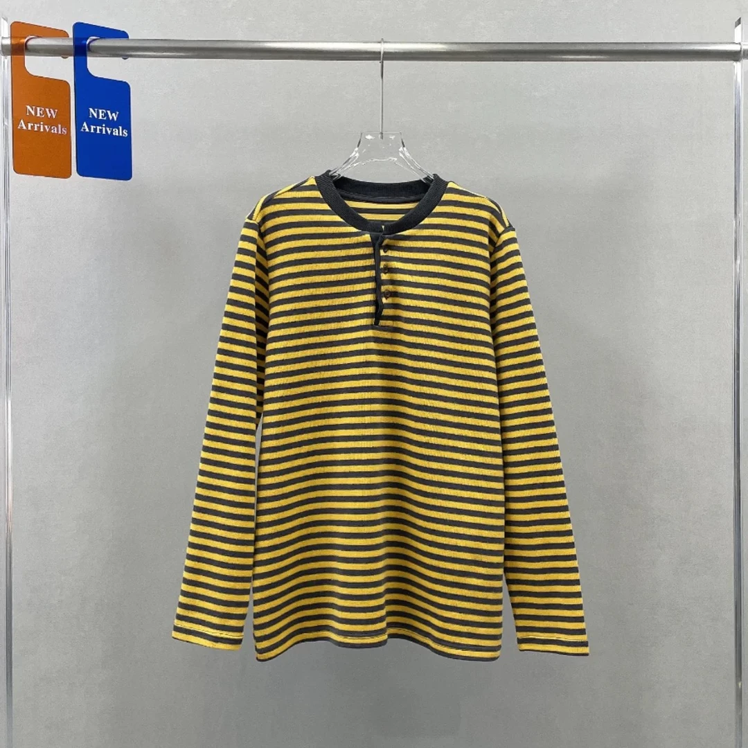 黄色条纹亨利领卫衣(no退no换）