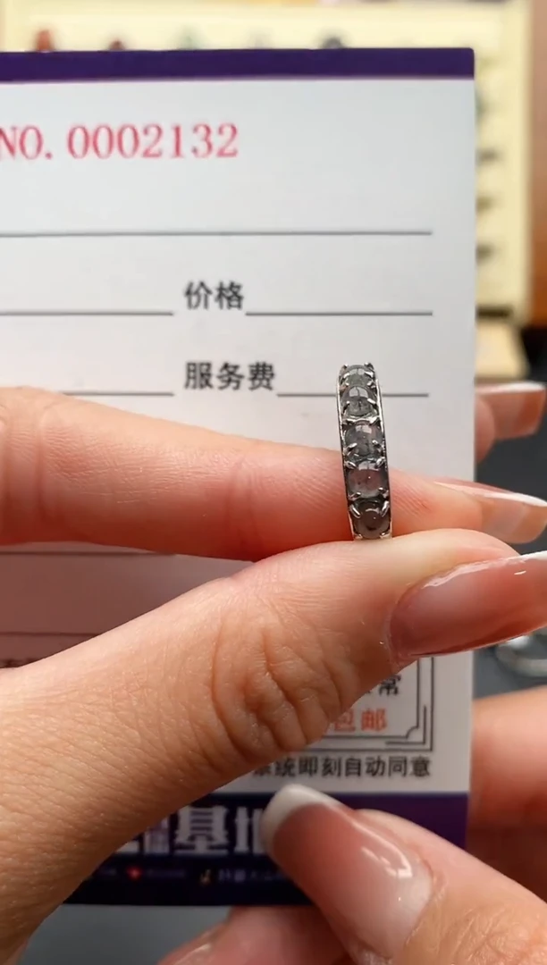 银S925镶嵌戒指翡翠5555555+1