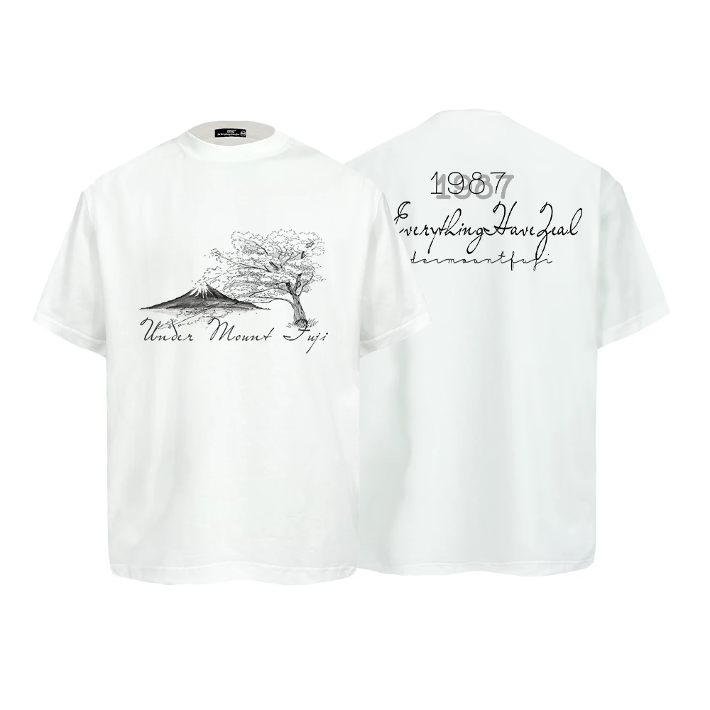 Dehz25SSvintage美式复古300g重磅纯棉短袖t恤男夏季小领口圆领