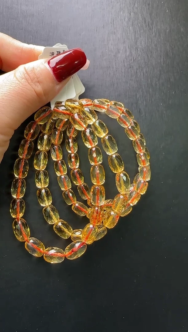 【闪购商品】水晶手串未镶嵌黄水晶桶珠刻面手串多样性发一M20405