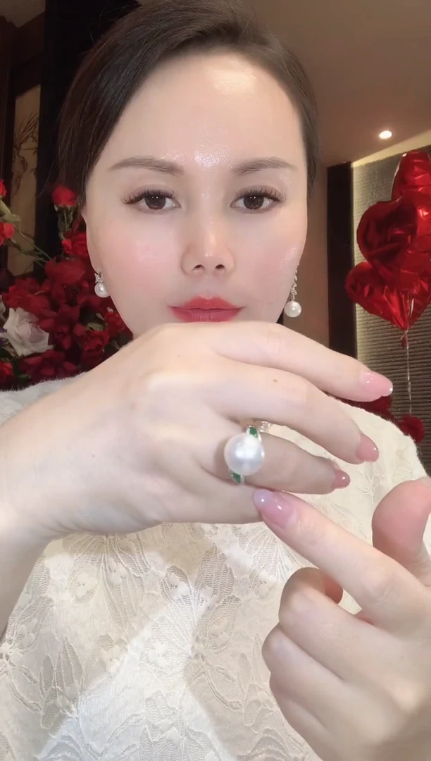 18K金镶嵌戒指海水珍珠D46