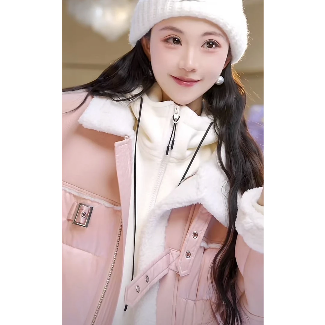 【北栀】休闲腰带扣卫衣羽绒服短款813522+长款813536+裤子813521