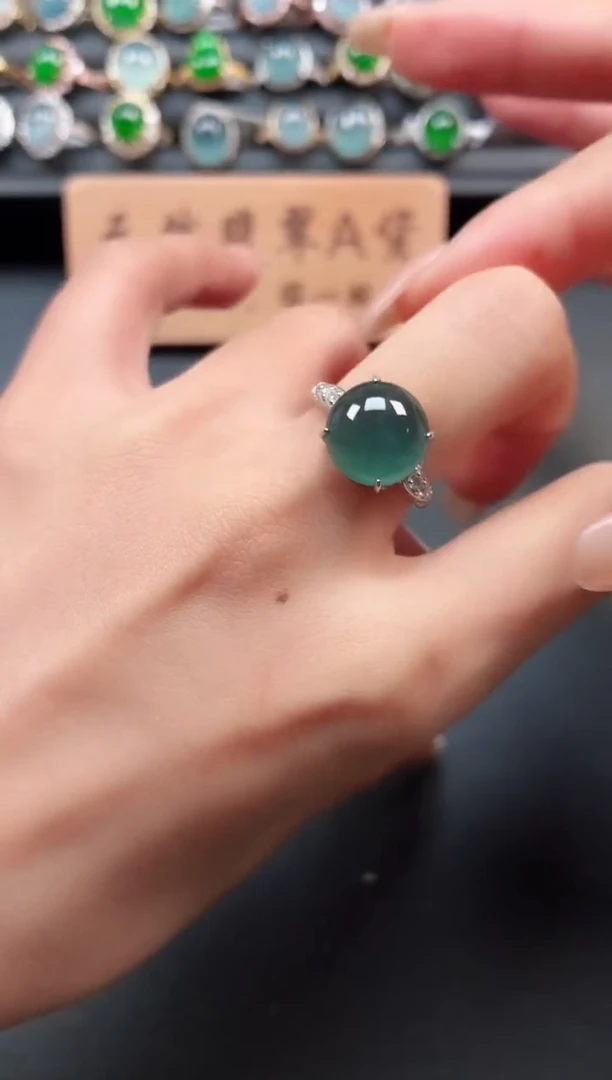 银S925镶嵌戒指翡翠1