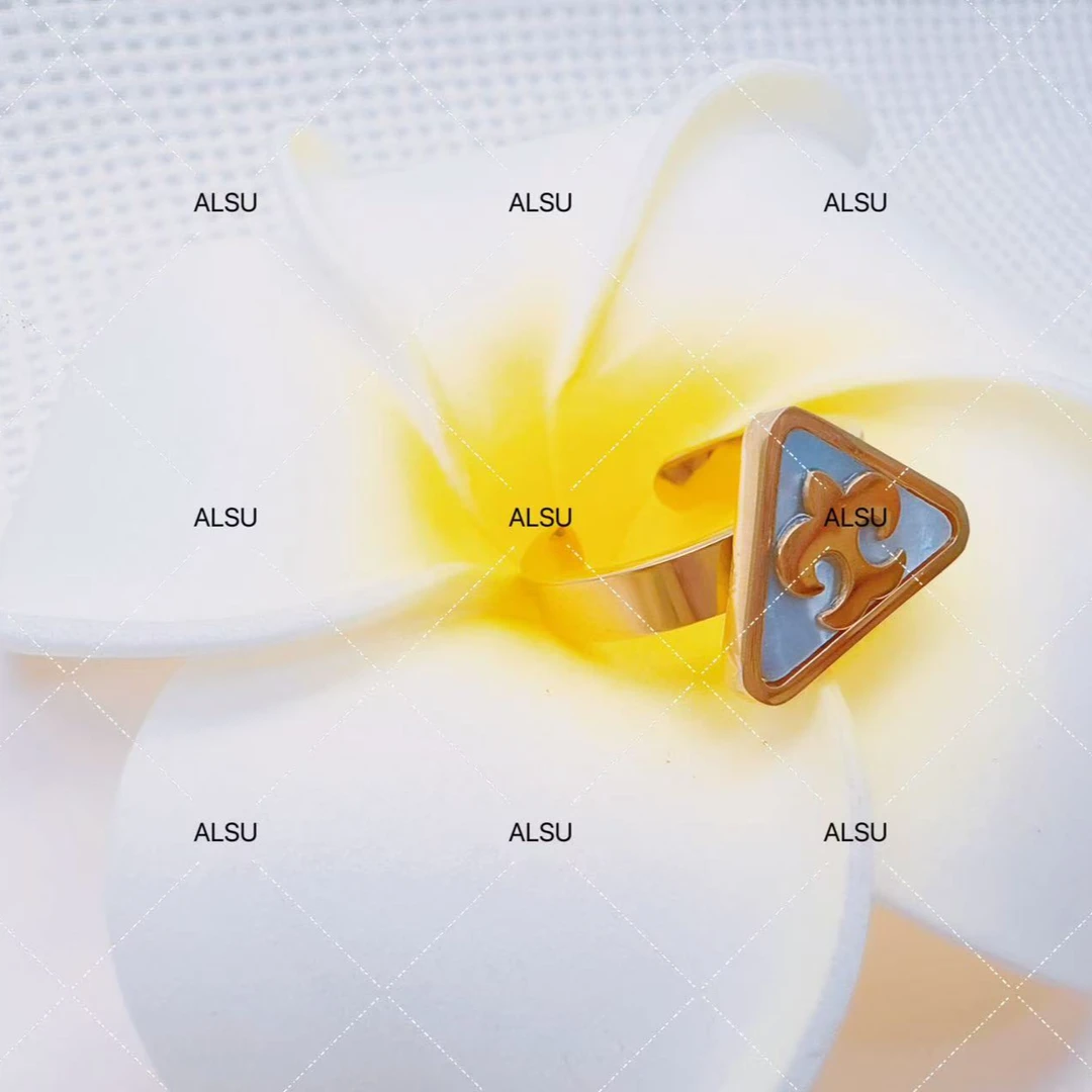 合金仿珍珠戒指 ALSU原创秋冬新款民族风三角戒指时尚气质可爱