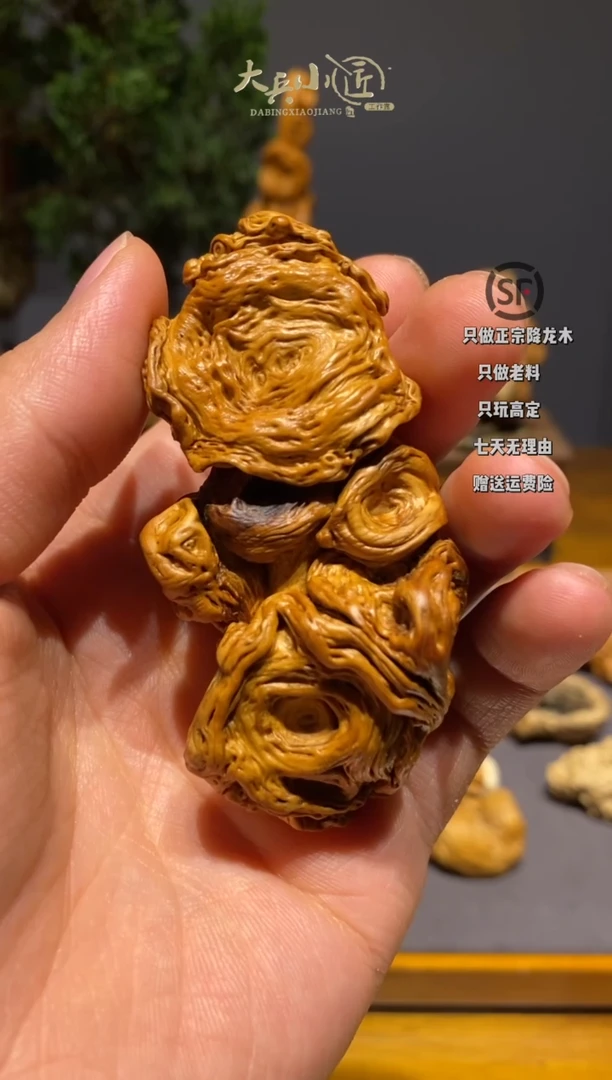 楠木朝乾夕惕降龙木手把件