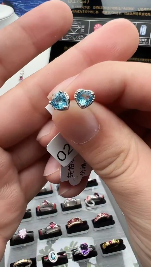 银S925镶嵌托帕石耳钉20