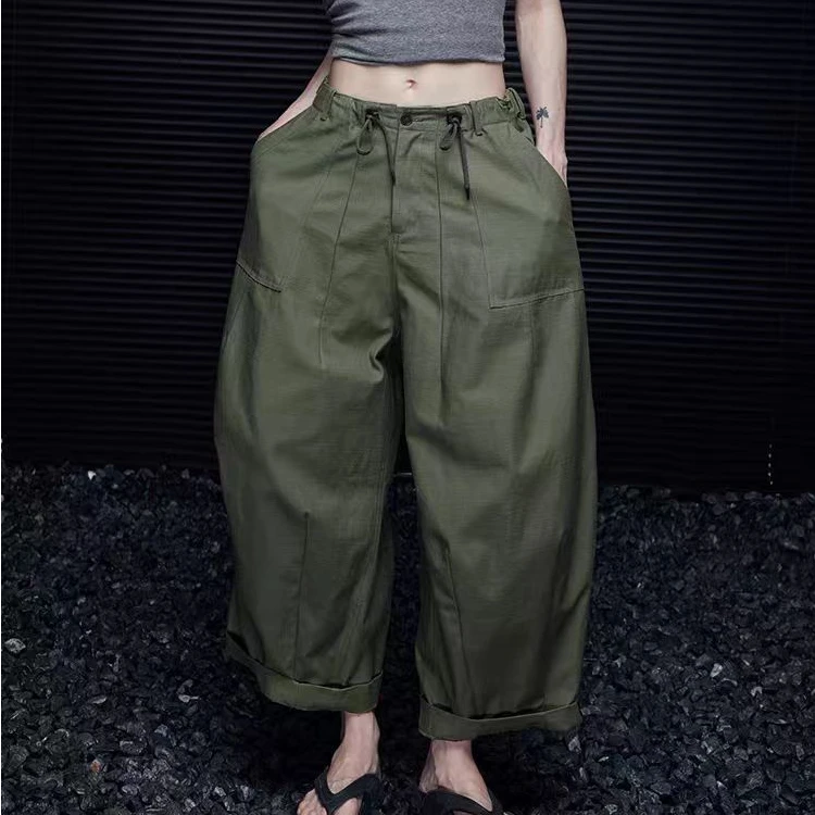 2号车-工装阔腿裤女25夏季新款九分裤宽松慵懒风高级  不是图片款