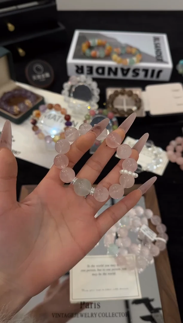 合金手链水晶粉水晶x3654