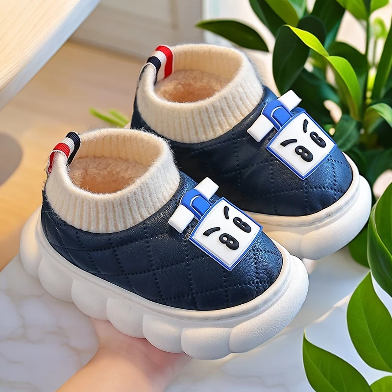 儿童棉鞋冬季防水男童包根可爱女童宝宝保暖加绒居家防滑毛毛棉鞋