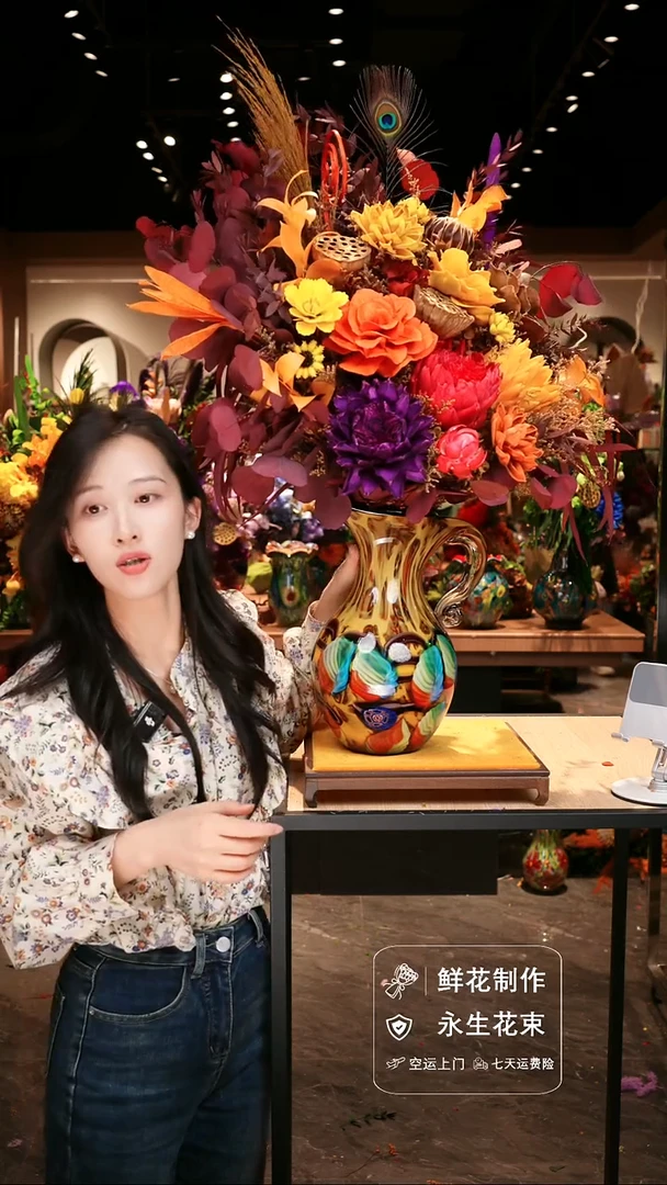 手工艺品琉璃手工花器花束空运包邮送货上门-以图片为准