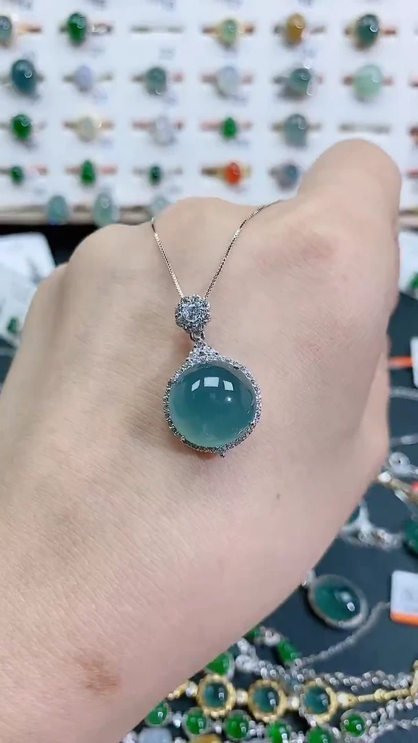 颈饰银S925镶嵌翡翠天然翡翠