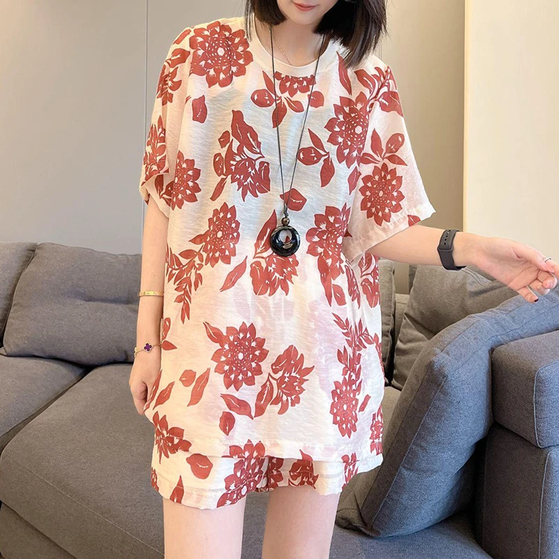 2025新款夏季旅游度假风防晒宽松上衣休闲短裤套装女慵懒风两件套