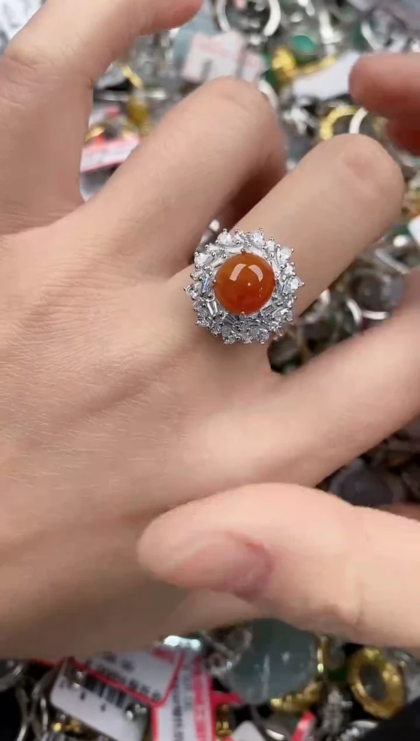 银S925镶嵌戒指翡翠444              7