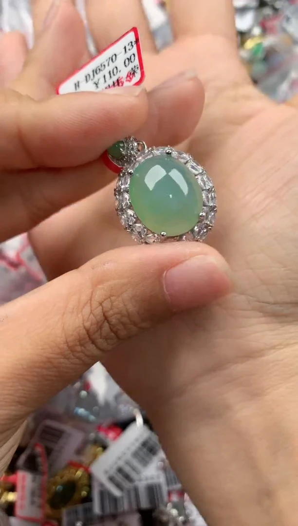 银S925镶嵌戒指翡翠1111-----6
