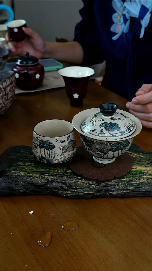 茶瓷物语福利海草鱼盖碗套装