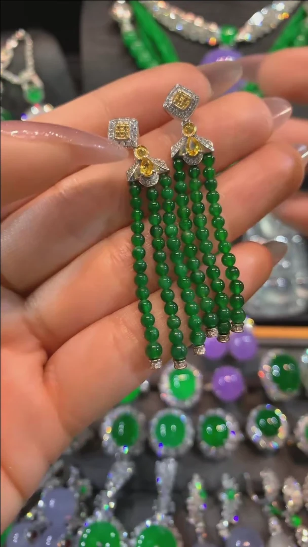 【闪购商品】翡翠耳饰18K金镶嵌耳饰