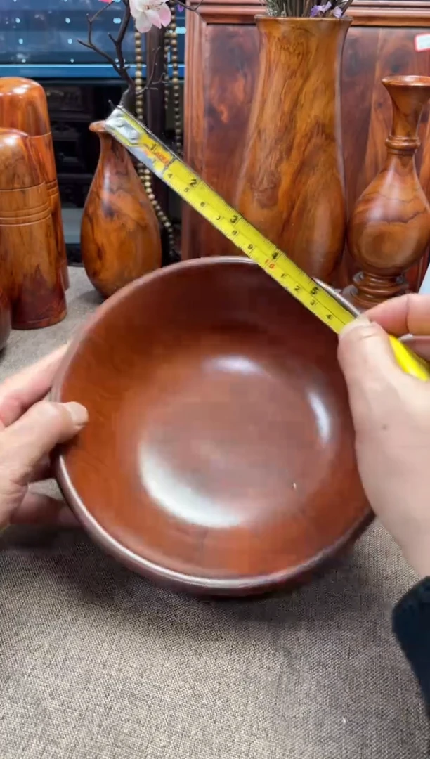 【闪购商品】大果紫檀（缅甸花梨）木艺缅花木碗20.2/7.2