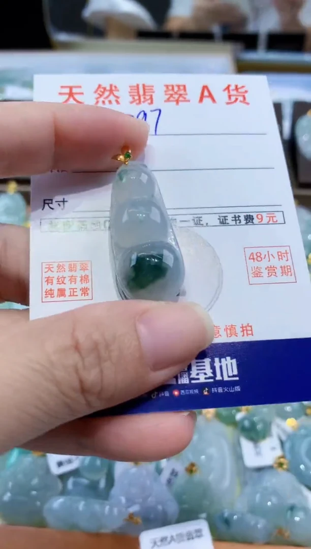 颈饰18K金镶嵌翡翠天然翡翠A货挂件