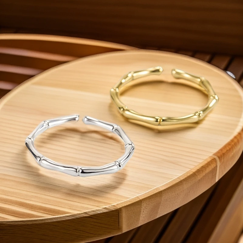 合金戒指 竹节戒指简约男女小众高级感尾戒轻奢开口指环ins对戒