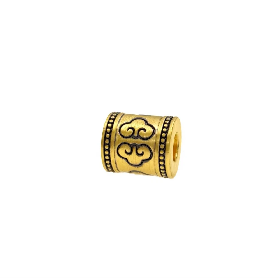 复古黄金足金999祥云桶珠  孔径5.5mm手串男女节日送礼