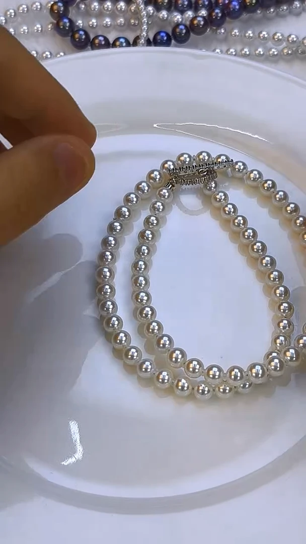 项链银S925镶嵌淡水珍珠6