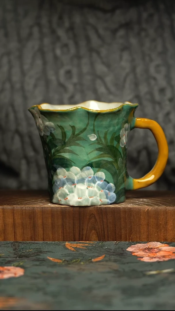 杯釉下彩手工手绘同款陶器