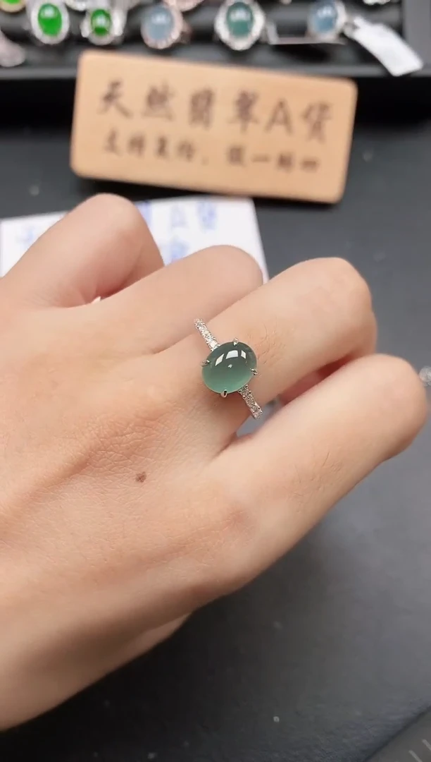 银S925镶嵌戒指翡翠1