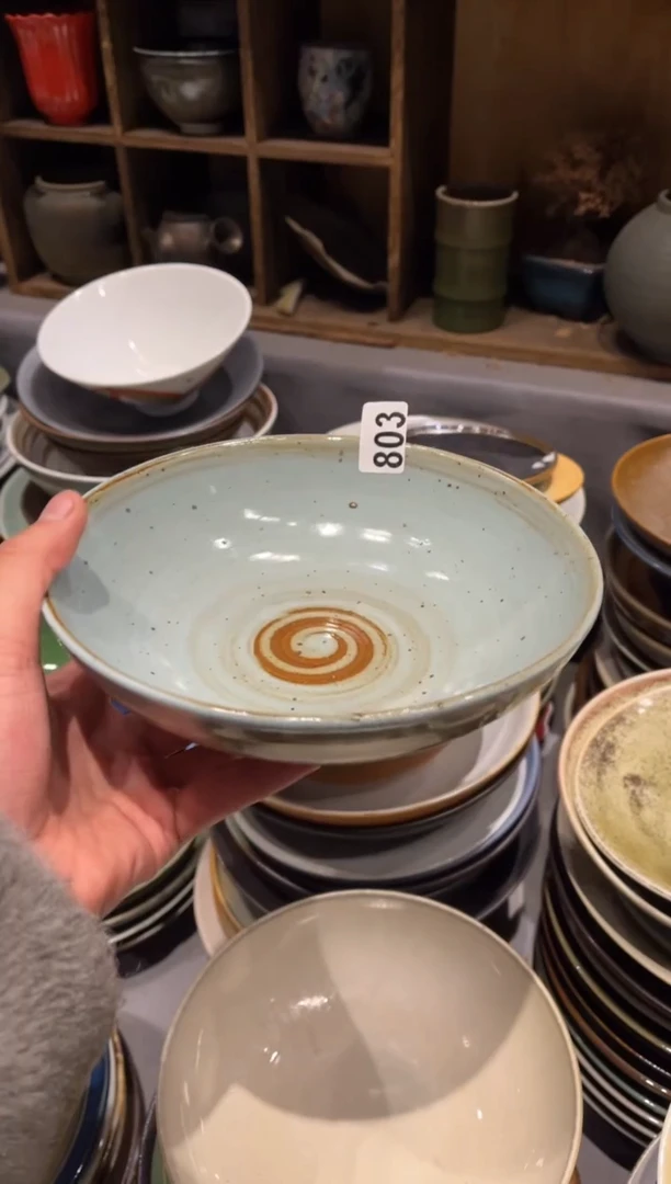 【闪购商品】瓷片803    蓝麻点平底面碗1个