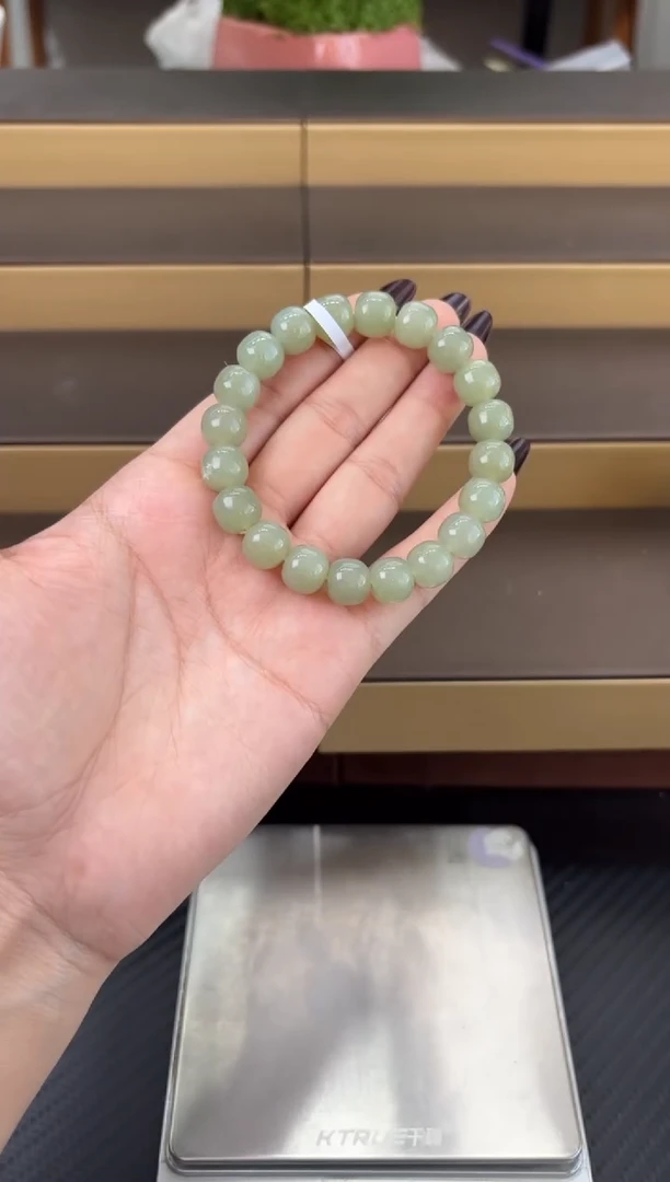未镶嵌手串和田玉且末微色差近矿卡9*10mM