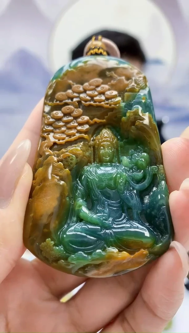 定制翡翠未镶嵌4917MM-毛货挂件84