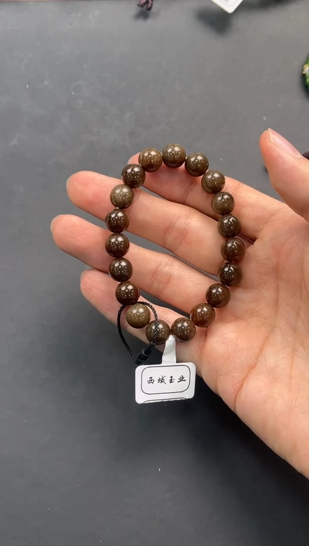 未镶嵌手串和田玉且末金山纯糖手串卡10微色差