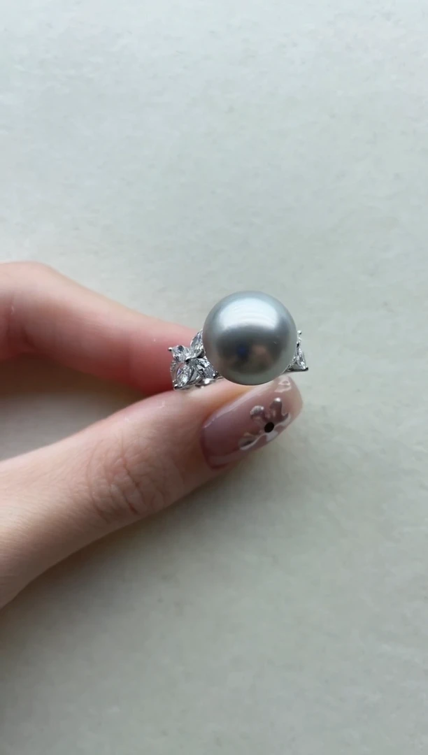银S925镶嵌海水珍珠戒指12