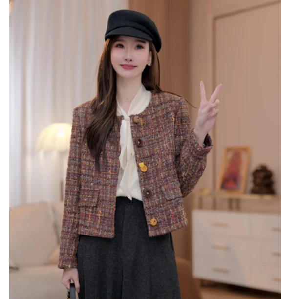 【新款上新】马克华菲秋季复古撞色毛呢外套F53010A537