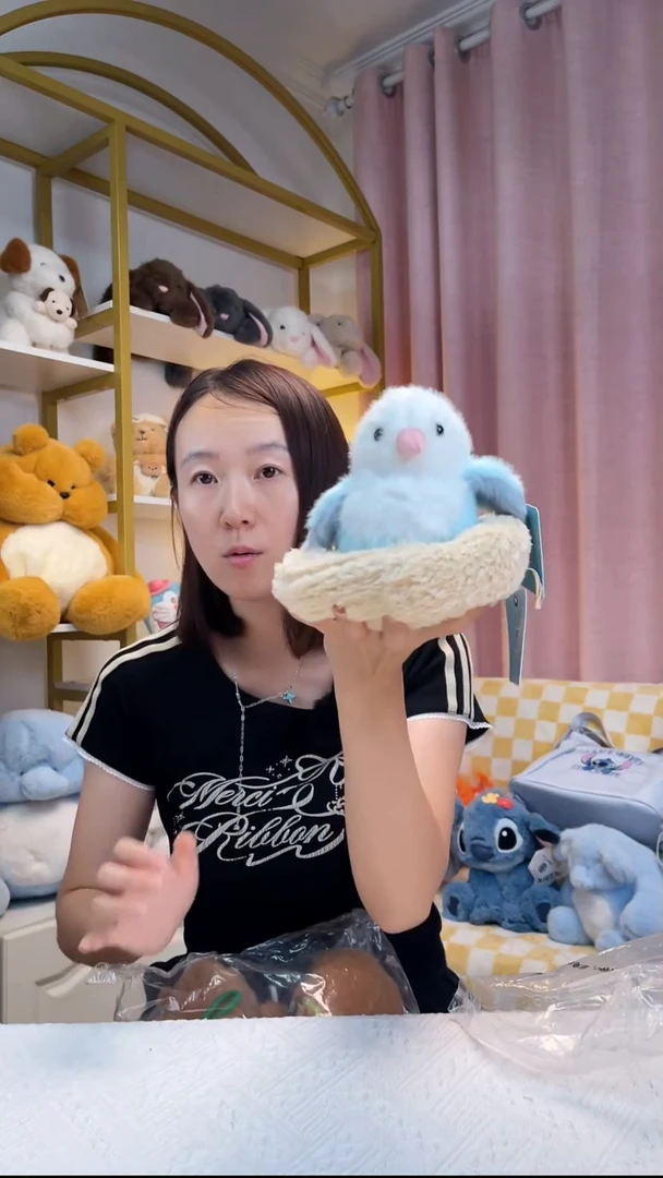 毛绒蓝色鸟+鸟窝