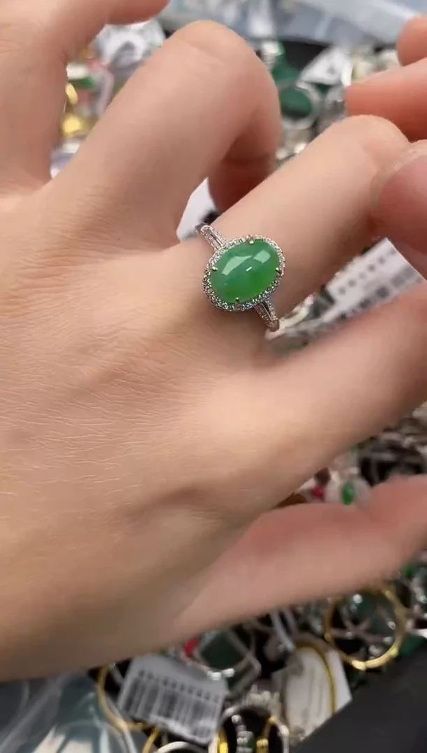 银S925镶嵌戒指翡翠333                 2
