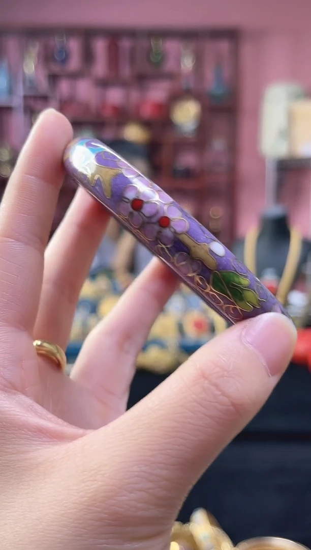 非遗 景泰蓝棍镯 55-60/宽版 紫色