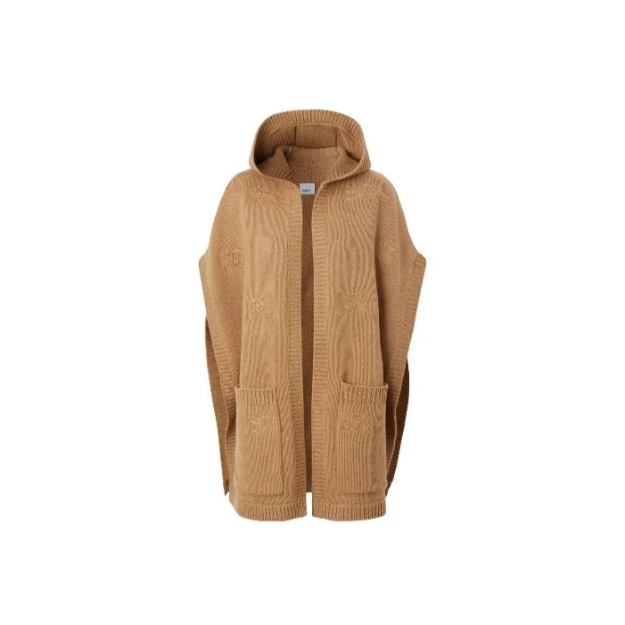 未使用 BURBERRY/博柏利 【念念特价】连帽无袖斗篷披风 驼色
