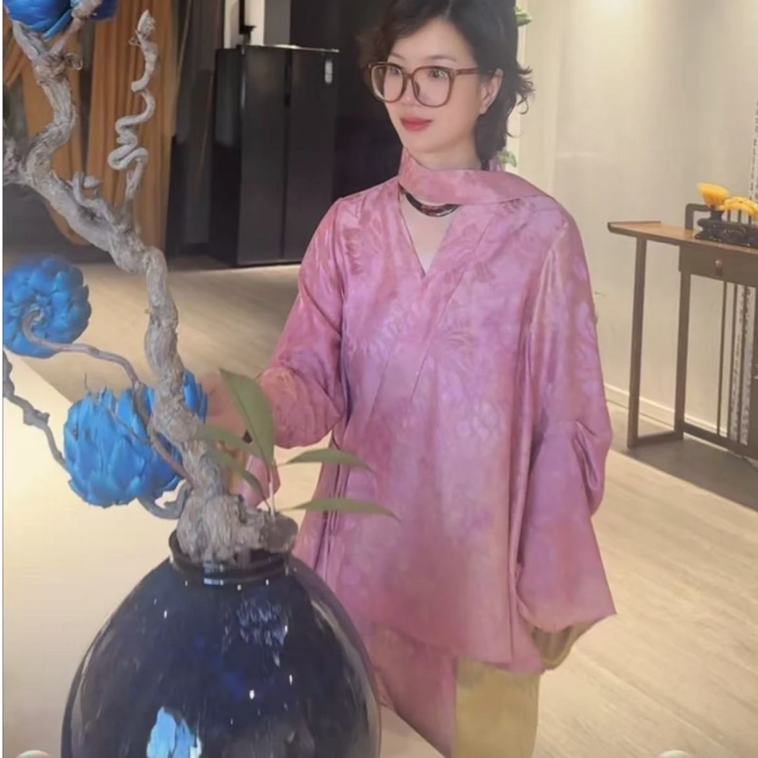 寻知·朱总原创设计XZS117J棠霞引流云袖上衣