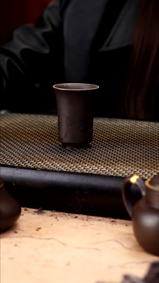 茶壶紫砂四号井茄皮紫泥描金闻香杯