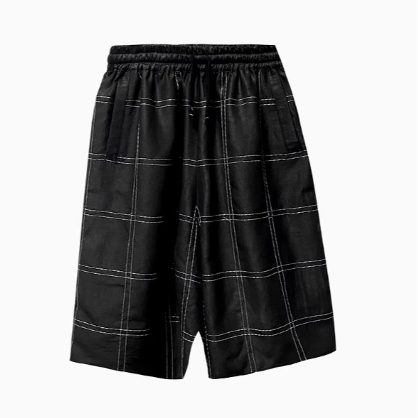 【娇娇美娇】娑尔格子刺绣香云纱短裤SF2KB00136