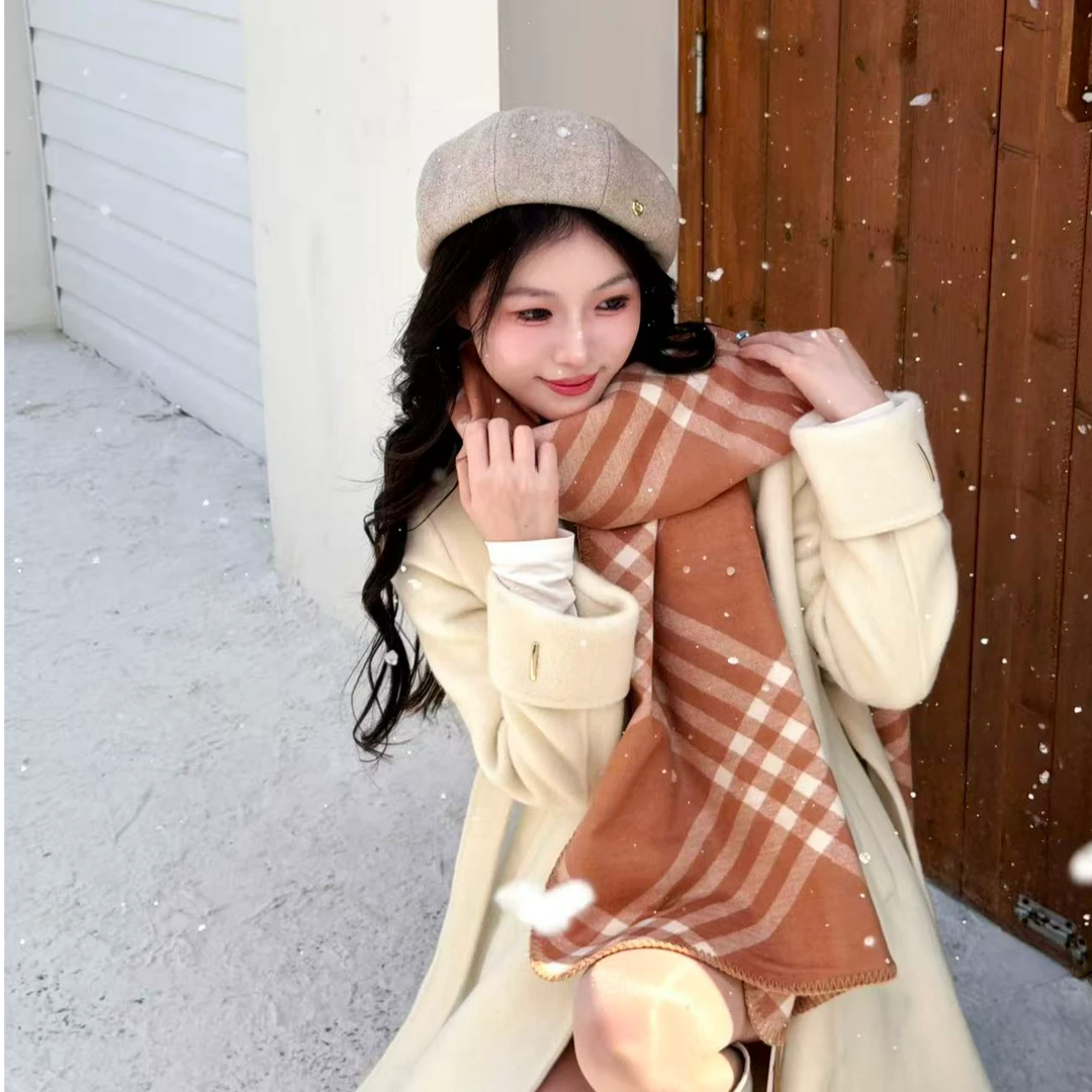 拉夏贝尔25秋冬新款韩版百搭通勤简约保暖加厚围脖围巾 10718 SDJ