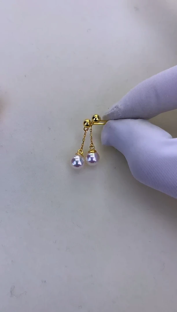 银S925镶嵌DA海水珍珠 GD296 6-7 耳线