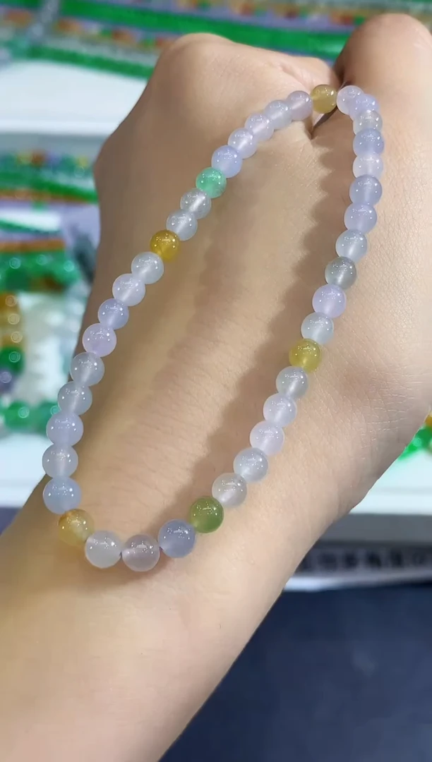 未镶嵌手串翡翠C16 紫货有色差