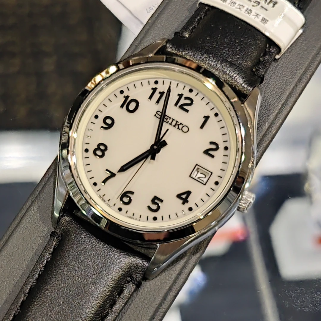 Seiko/精工太能复古数字盘商务简约SPBX153/157男士百搭真皮钢带