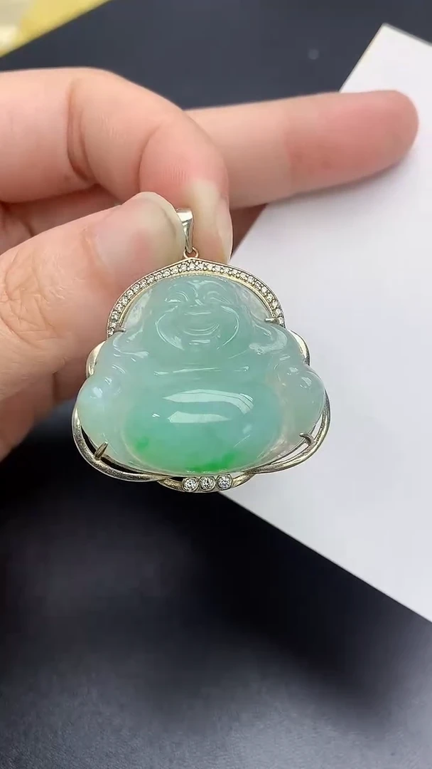 颈饰银S925镶嵌翡翠天然缅甸A货百元以上9元证书费自理