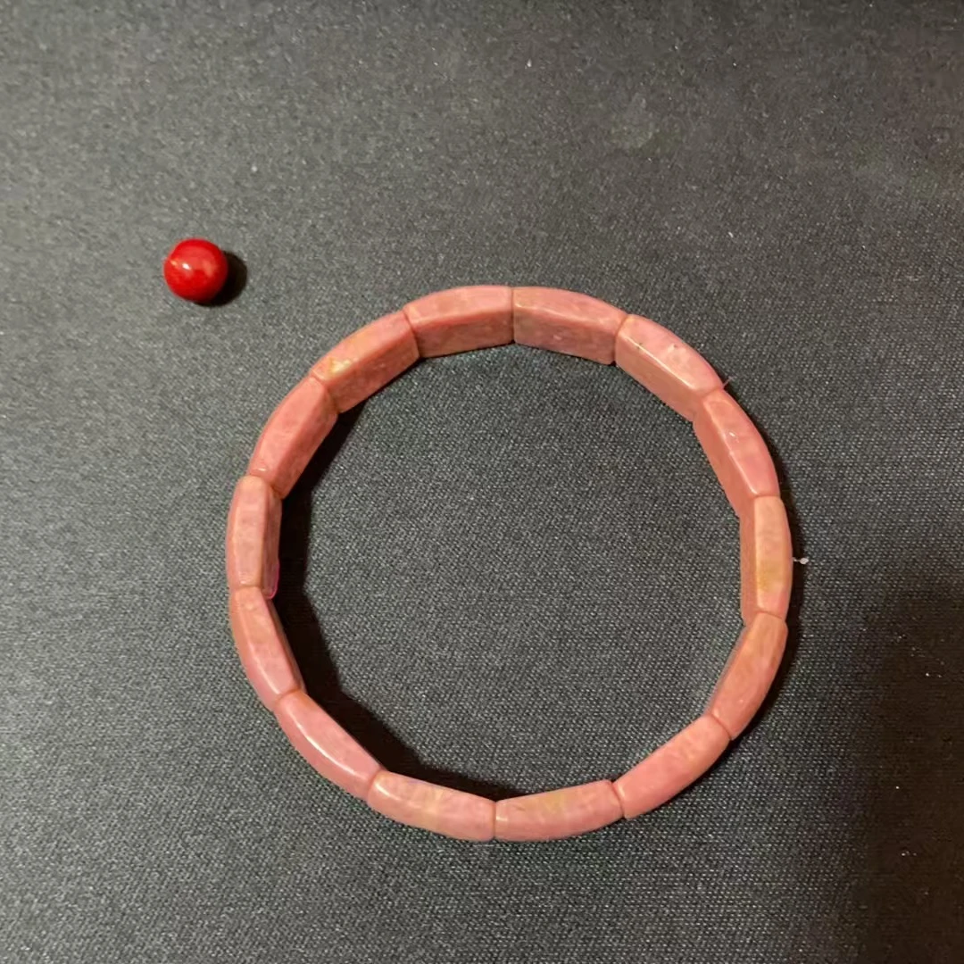 含辰砂工艺品【繁花珠宝甄选】含辰砂工艺品老矿樱花粉手牌GG020