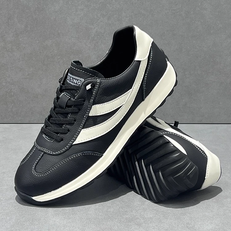 轻奢男鞋2025新款休闲鞋软底防滑运动鞋男真皮透气百搭平底阿甘鞋